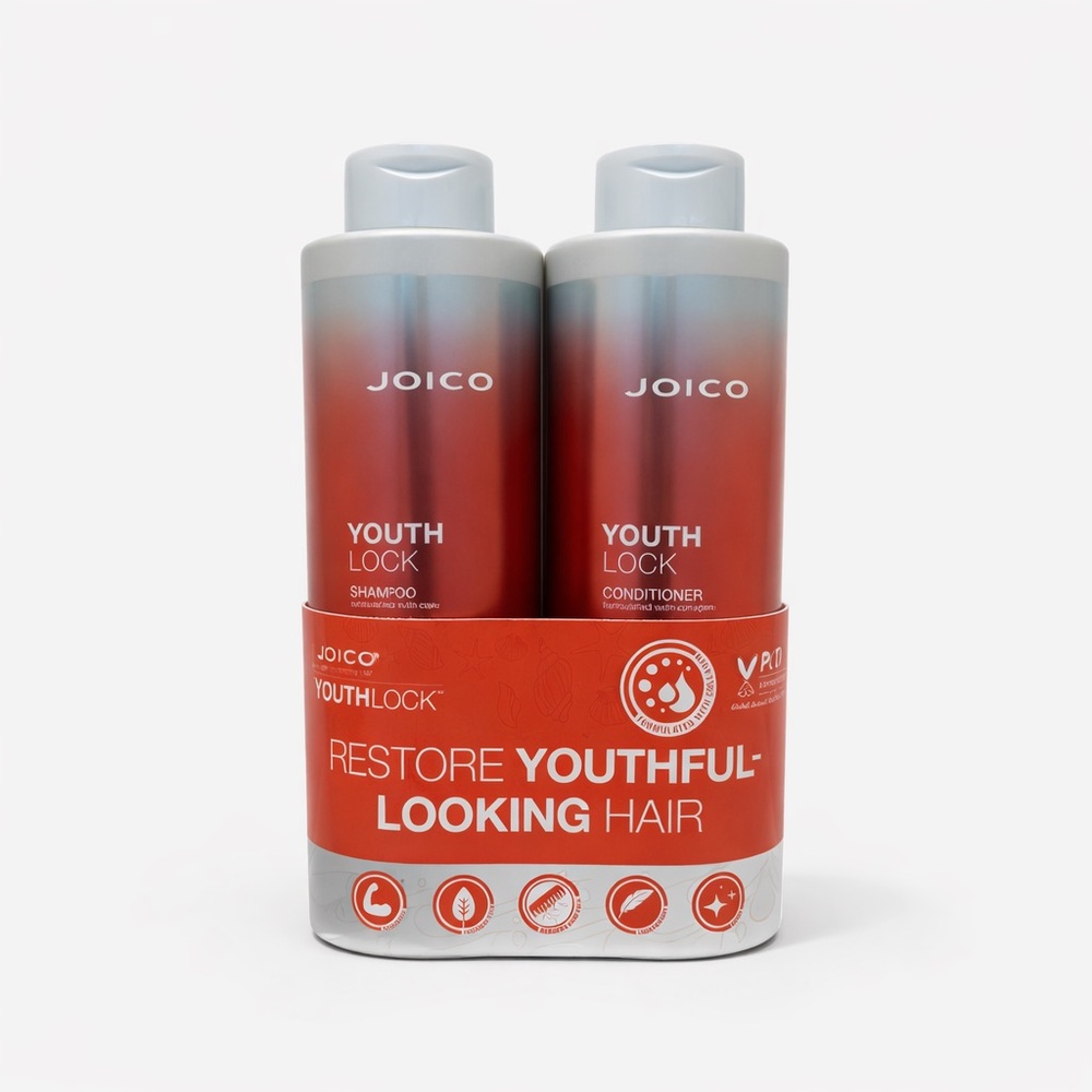 Joico • YouthLock Shampoo + Conditioner Liter Duo • Anti-Aging Hair Care • NWT
